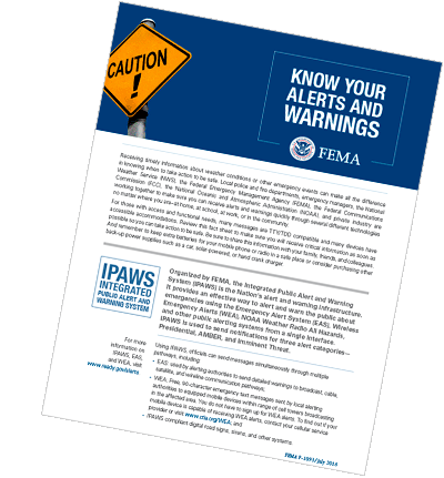 KNOW YOUR ALERTS & WARNINGS - FEMA - WHEELER GENERATORS