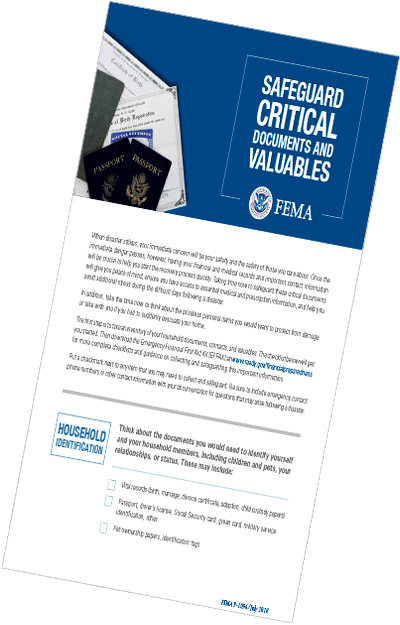 SAFEGUARD CRITICAL DOCS & VALUABLES - FEMA - WHEELER GENERATORS